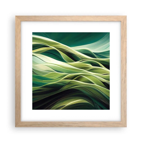 Poster în ramă de stejar deschis - Un joc abstract de verde - 30x30 cm