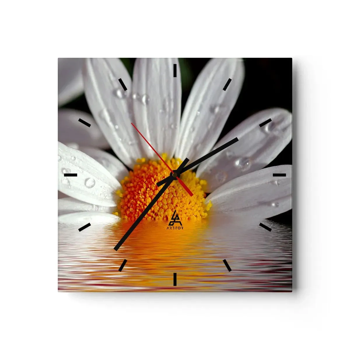 Ceas de perete - Ceas pe sticlă - Răsăritul soarelui al Margaretei - 30x30 cm