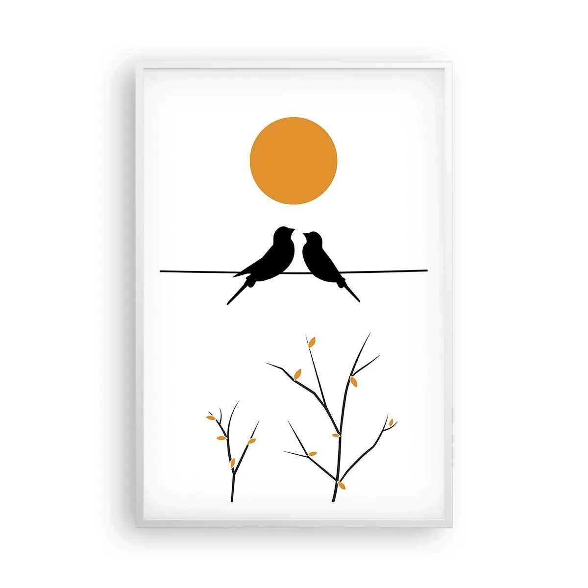 Poster în ramă albă - Seară cu privighetori - 61x91 cm