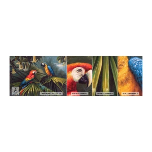 Mostră tapet autocolant Deluxe Sticker - Romantismul la tropice - Ara papagal, Animale, Padure tropicala - 100x30 cm