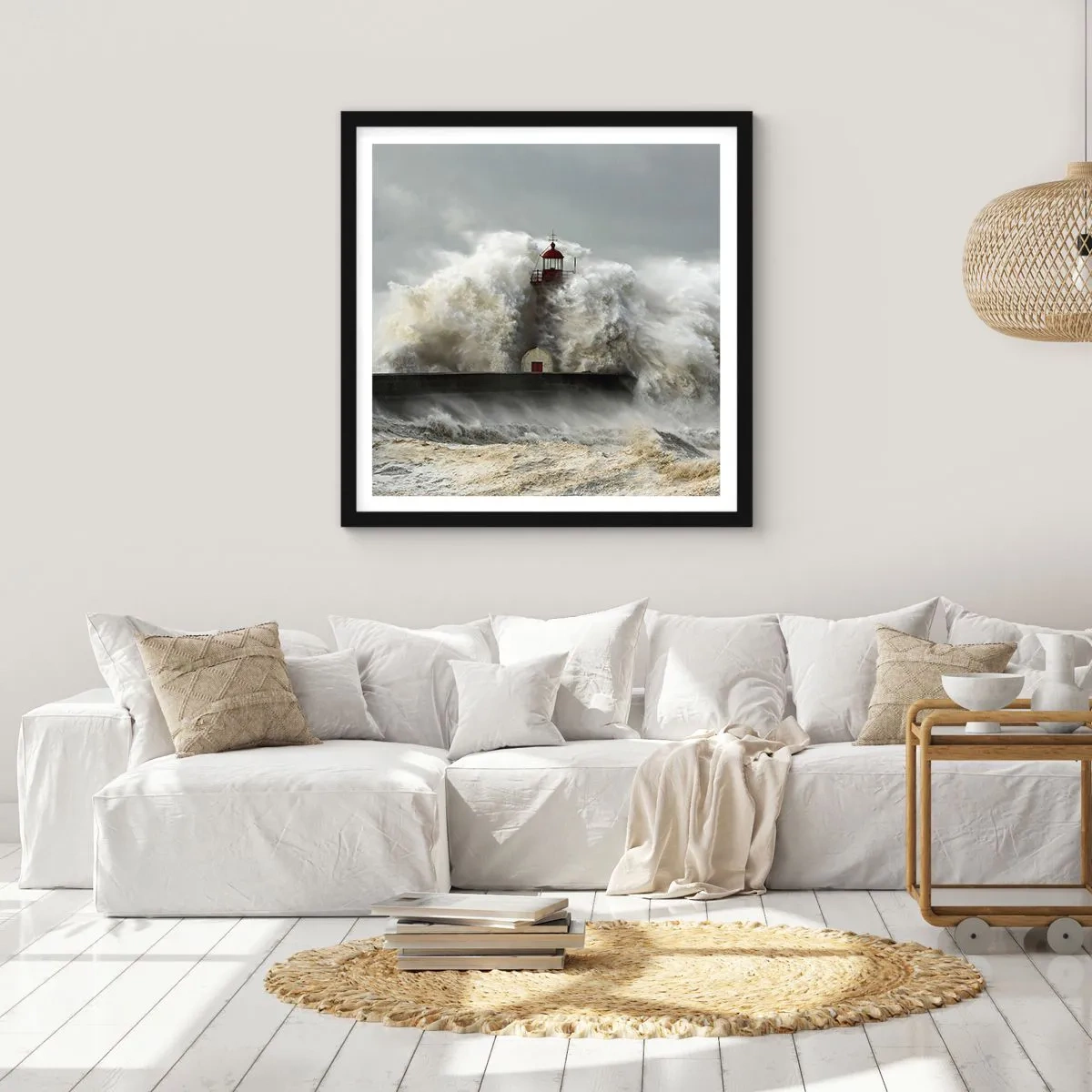 Poster în ramă neagră - Mânia oceanului - 30x30 cm