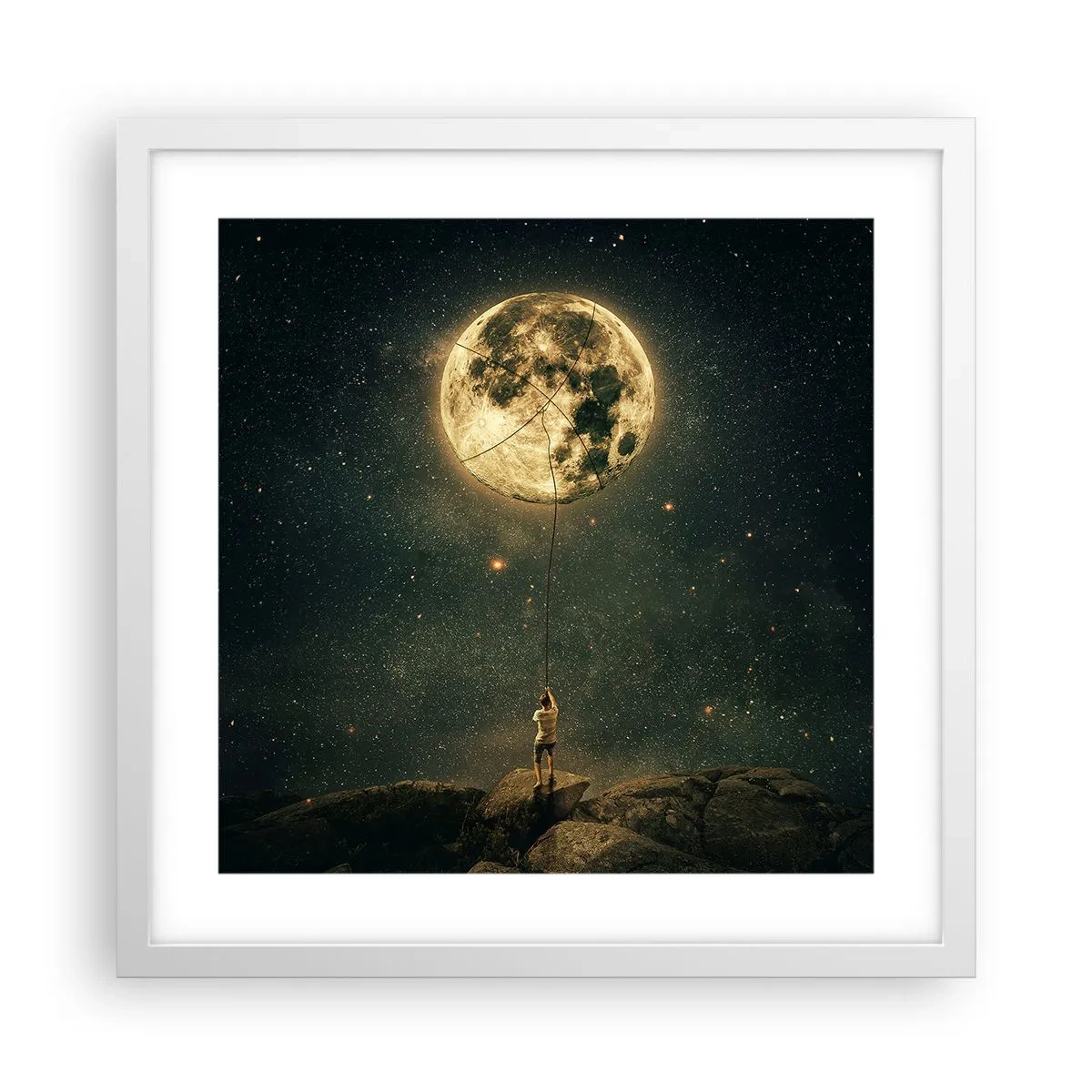 Poster în ramă albă - Cel care a furat Luna - 40x40 cm