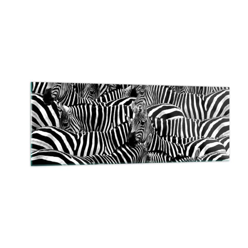 Tablou pe sticlă - Portret de grup cu dungi - 140x50 cm