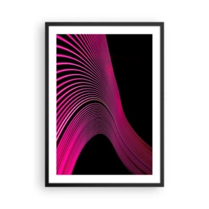 Poster în ramă neagră - Linii roz dinamice pe fundal negru - 50x70cm - Bulevardul de lumină - Decorațiune modernă pentru perete pentru living și dormitor ARTTOR