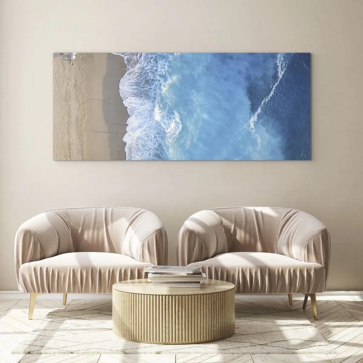 Tablou pe sticlă - Puterea albastrului - 120x50 cm