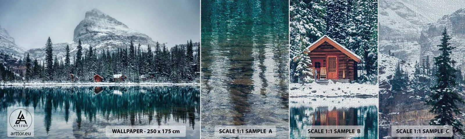 Mostră tapet Premium Canvas - Refugiu canadian - Peisaj, Canada, Iarnă - 100x30 cm