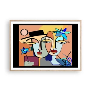 Poster în ramă de stejar deschis - Întâlnire cu Picasso - 100x70 cm