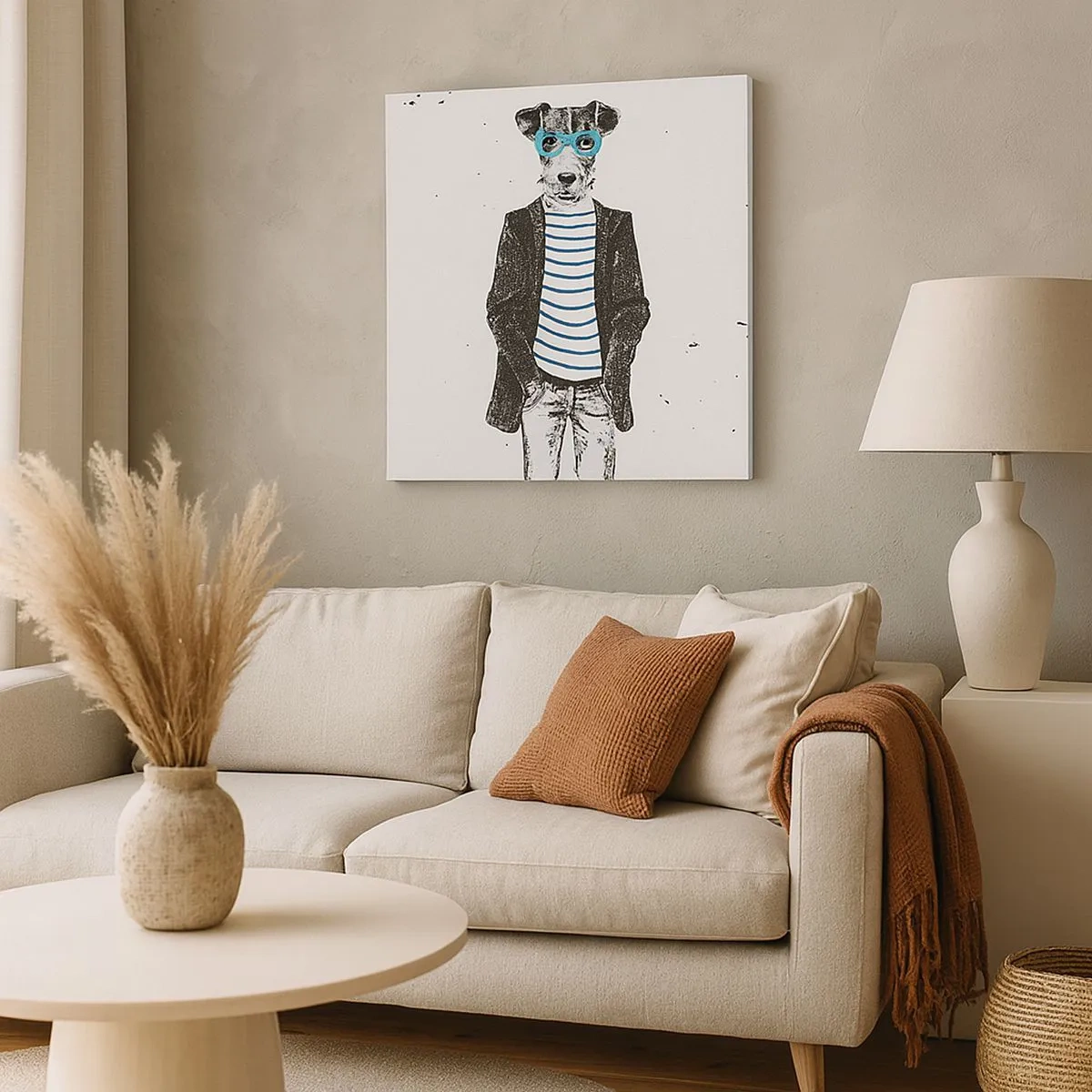 Tablou pe pânză - Câinele în dungi - 30x30 cm