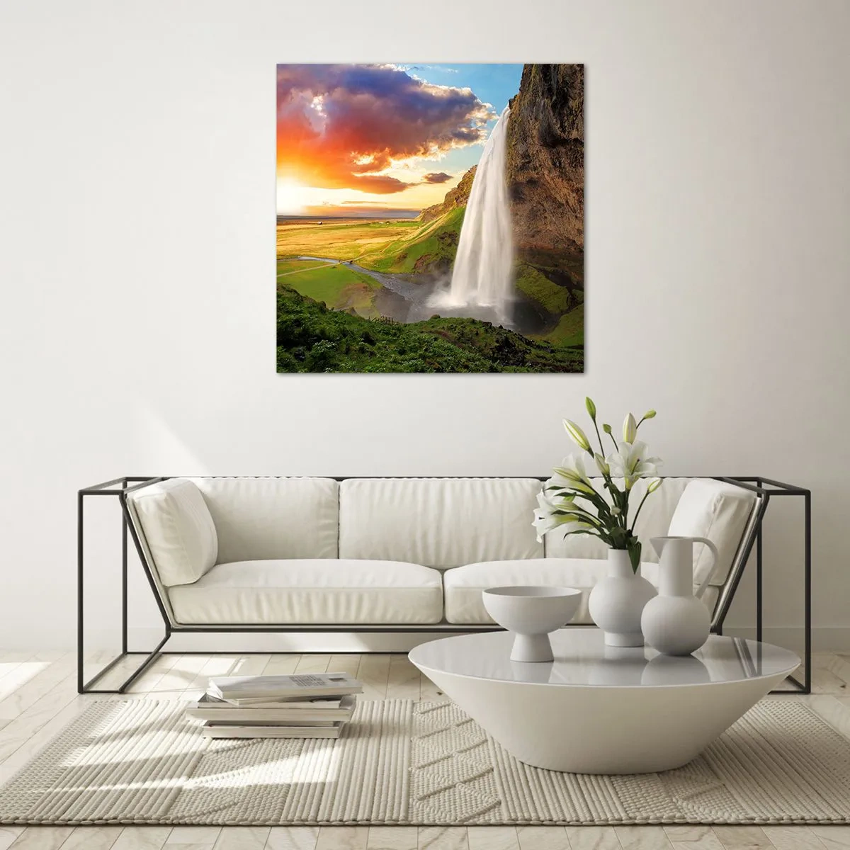 Tablou pe sticlă - Vara plină de Islanda - 70x70 cm