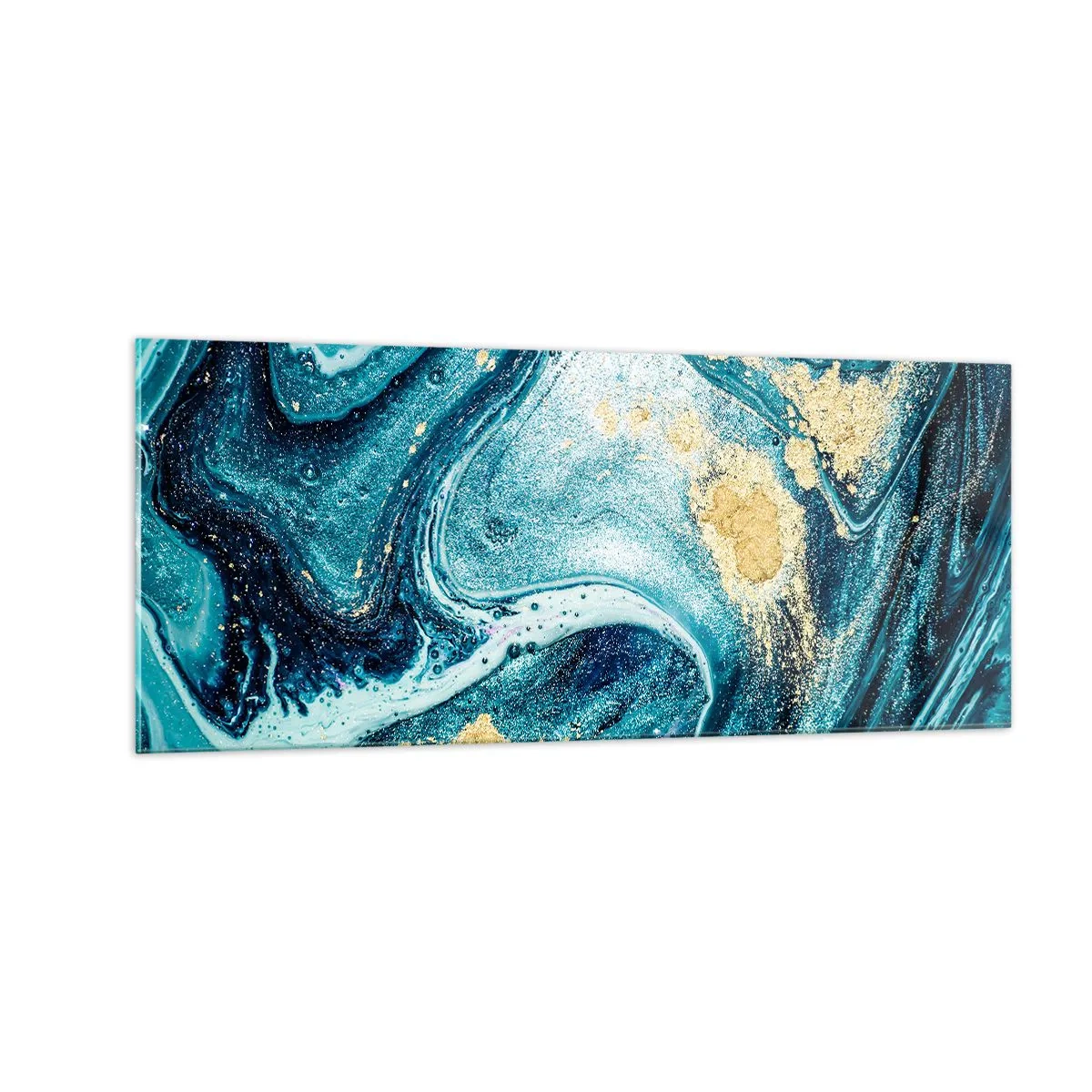 Tablou pe sticlă - Vârtej albastru - 100x40 cm