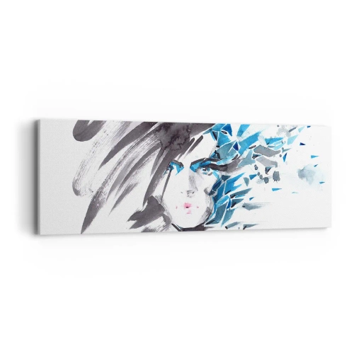 Tablou pe pânză - Portret senzual în gri și albastru - 90x30 cm