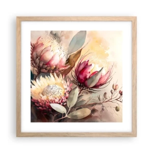 Poster în ramă de stejar deschis - Profil și en face - 40x40 cm