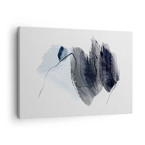 Tablou pe pânză Canvas - Compoziție abstractă în nuanțe de gri și albastru - 70x50cm - Intensitate și mișcare - Decorațiune modernă pentru perete pentru living și dormitor ARTTOR
