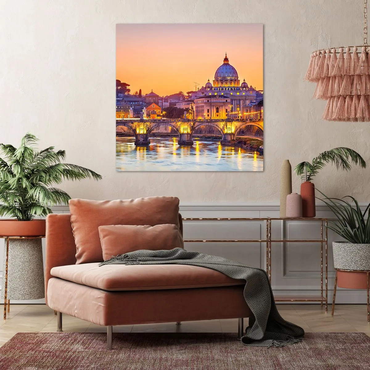 Tablou pe pânză - Amurg deasupra Orașului Etern - 30x30 cm