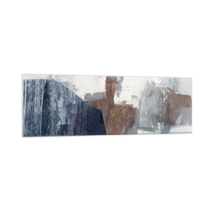 Tablou pe sticlă - Forme albastre-maronii - 160x50 cm