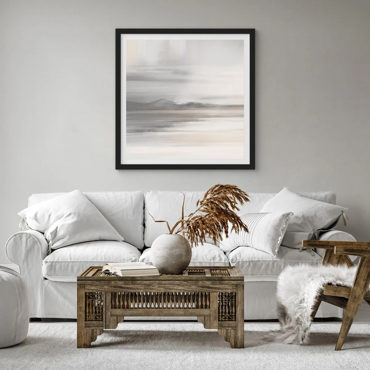 Poster în ramă neagră - Gândul îndepărtat - 40x40 cm