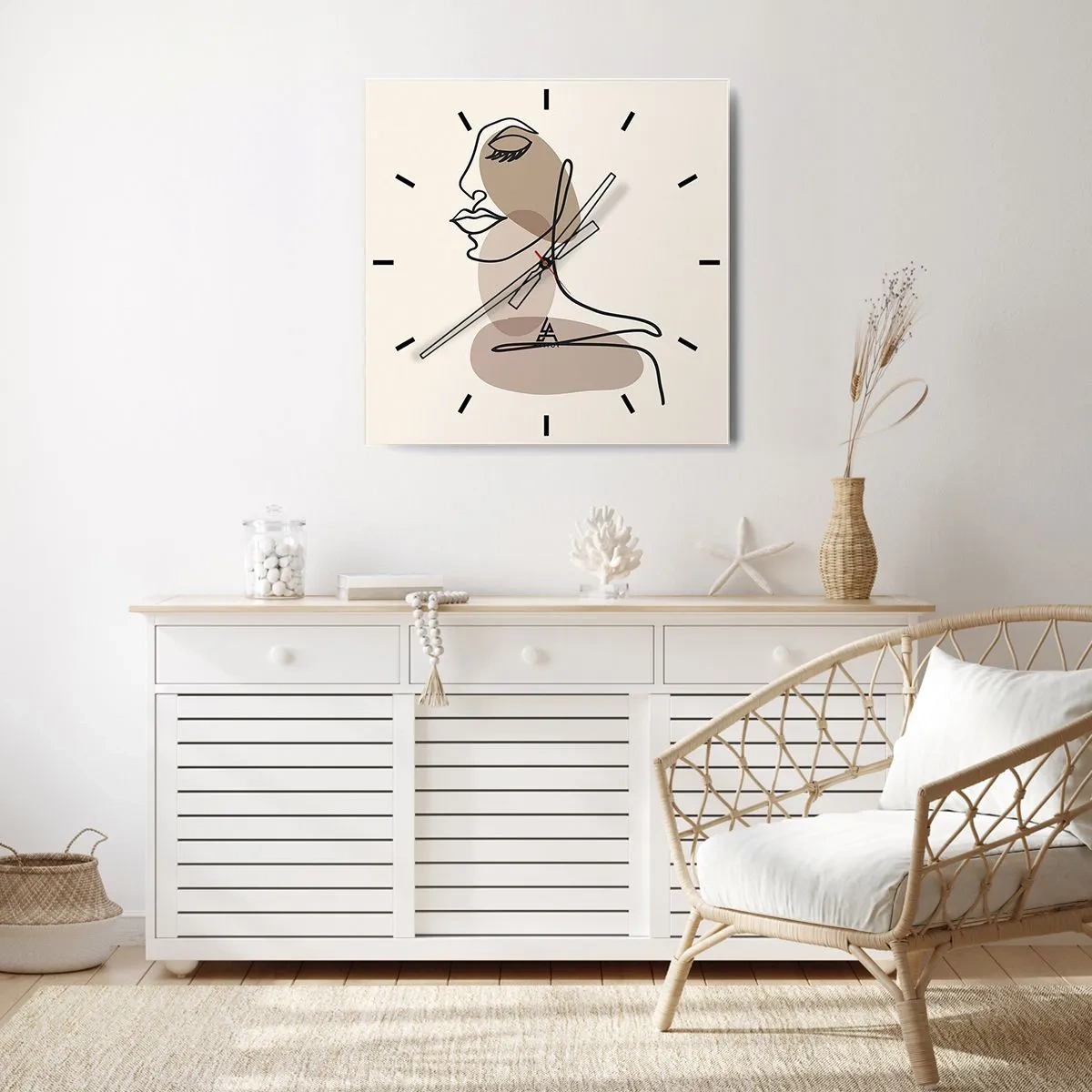 Ceas de perete - Ceas pe sticlă - Ascultându-se pe sine - 40x40 cm