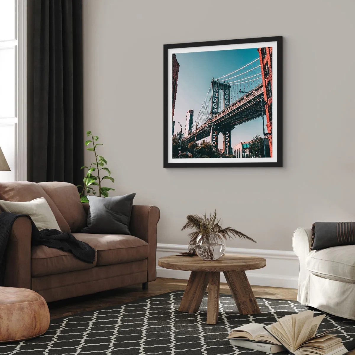 Poster în ramă neagră - În valurile orașului - 60x60 cm