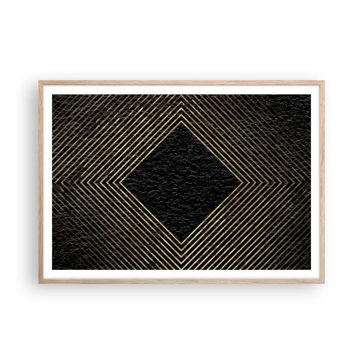 Poster în ramă de stejar deschis - Geometrie în stil glamour - 100x70 cm