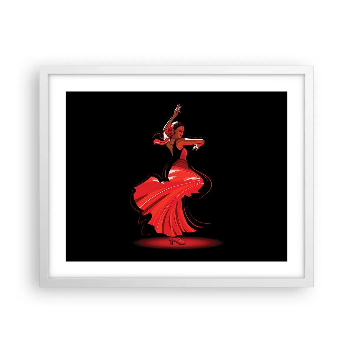Poster în ramă albă - Spiritul înflăcărat al flamenco-ului - 50x40 cm
