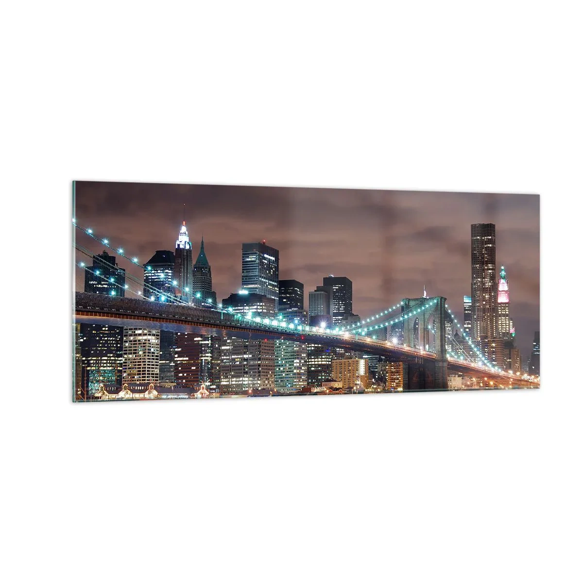 Tablou pe sticlă - Luminile marelui oraș - 100x40 cm