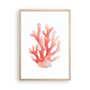 Poster în ramă de stejar deschis - Culoare de coral - 50x70 cm