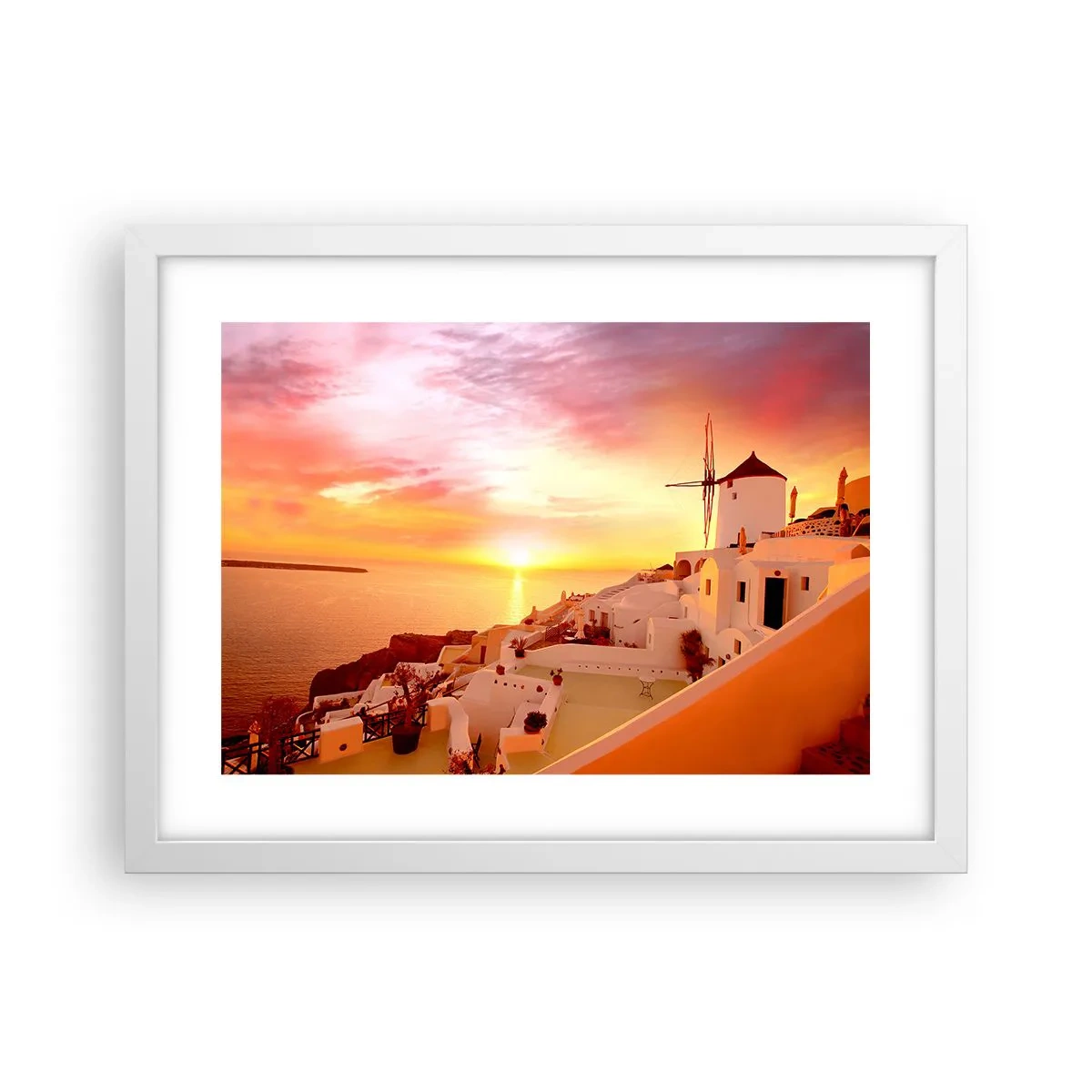 Poster în ramă albă - Dizolvându-se în alb și auriu - 40x30 cm