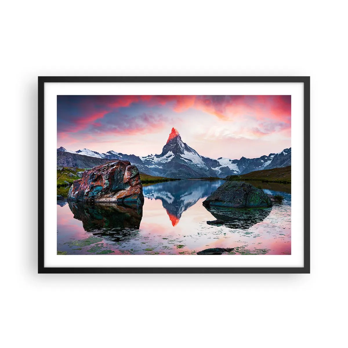 Poster în ramă neagră - Inima munților este fierbinte - 70x50 cm