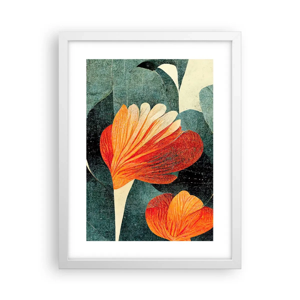 Poster în ramă albă - Căldura de la tropice și răcoarea verdeței - 30x40 cm