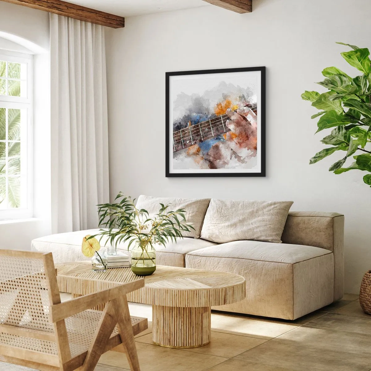 Poster în ramă neagră - Poezie între corzi - 40x40 cm