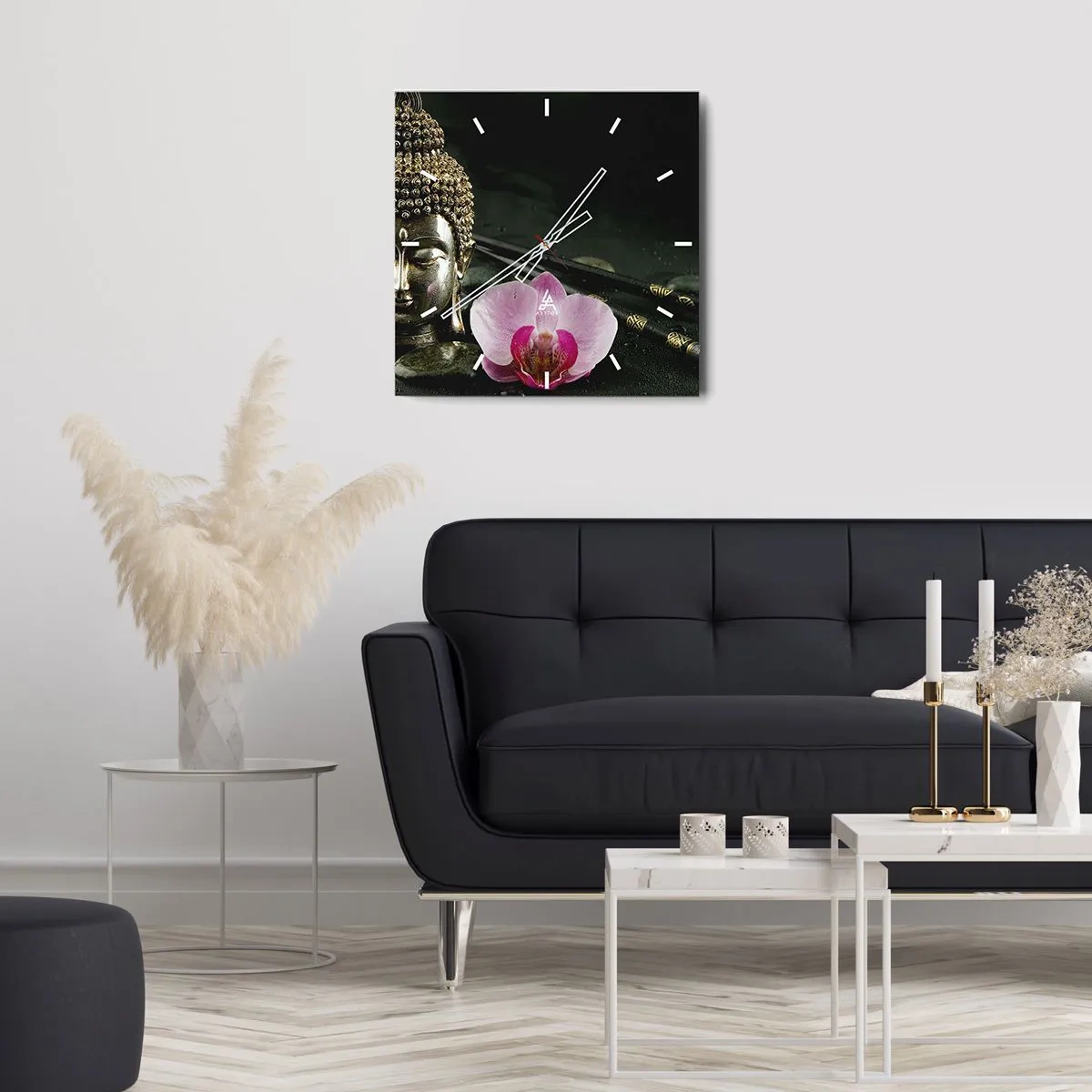 Ceas de perete - Ceas pe sticlă - Armonie între înțelepciune și frumusețe - 40x40 cm