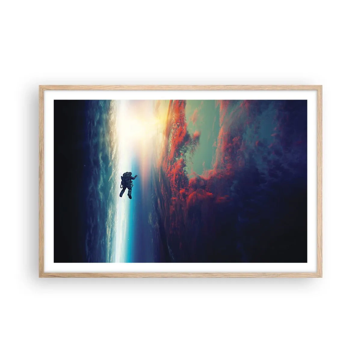 Poster în ramă de stejar deschis - Provocând universul - 91x61 cm
