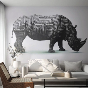 Tapet Standard Eco - Frumusețea geometrică a naturii - Animale, Rinocer, Grafică - 350x256 cm