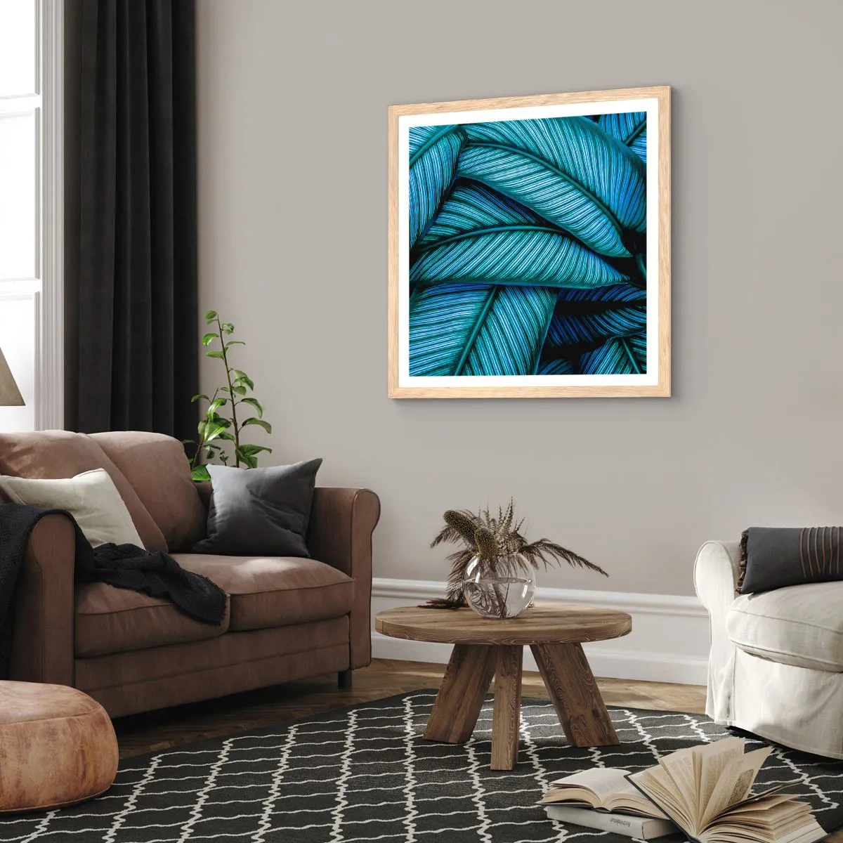 Poster în ramă de stejar deschis - Linii de viață - 30x30 cm