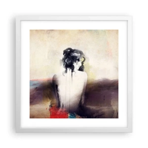 Poster în ramă albă - Linii moi, forme ovale - 40x40 cm