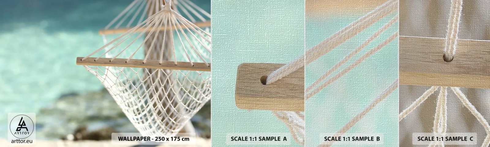 Mostră tapet Premium Canvas - Timp de relaxare - Hamac, plajă, Călătorii - 100x30 cm