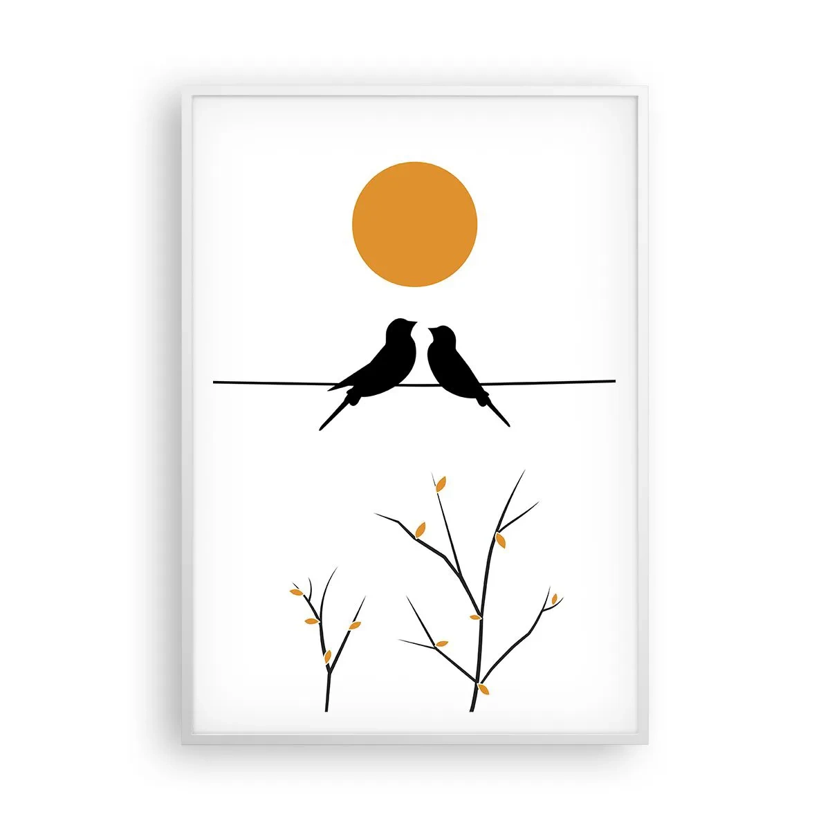 Poster în ramă albă - Seară cu privighetori - 70x100 cm