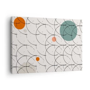 Tablou pe pânză Canvas - Model geometric cu cercuri colorate pe un fundal deschis - 70x50cm - În spiritul pop-art - Decorațiune modernă pentru perete pentru living și dormitor ARTTOR