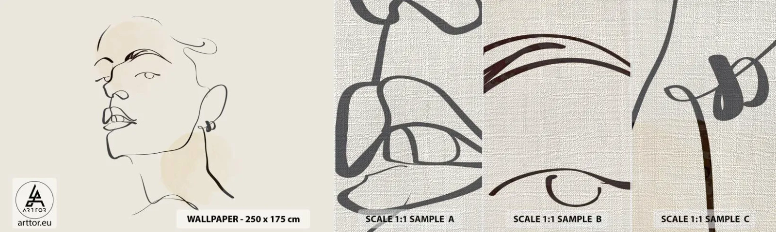 Mostră tapet Premium Canvas - O privire mândră - Chipul de femeie, Portretul unei femei, Grafică - 100x30 cm