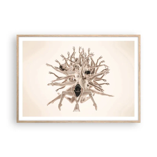 Poster în ramă de stejar deschis - Înflorirea în dans - 100x70 cm