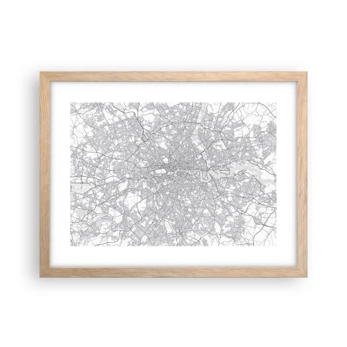 Poster în ramă de stejar deschis - Harta labirintului din Londra - 40x30 cm
