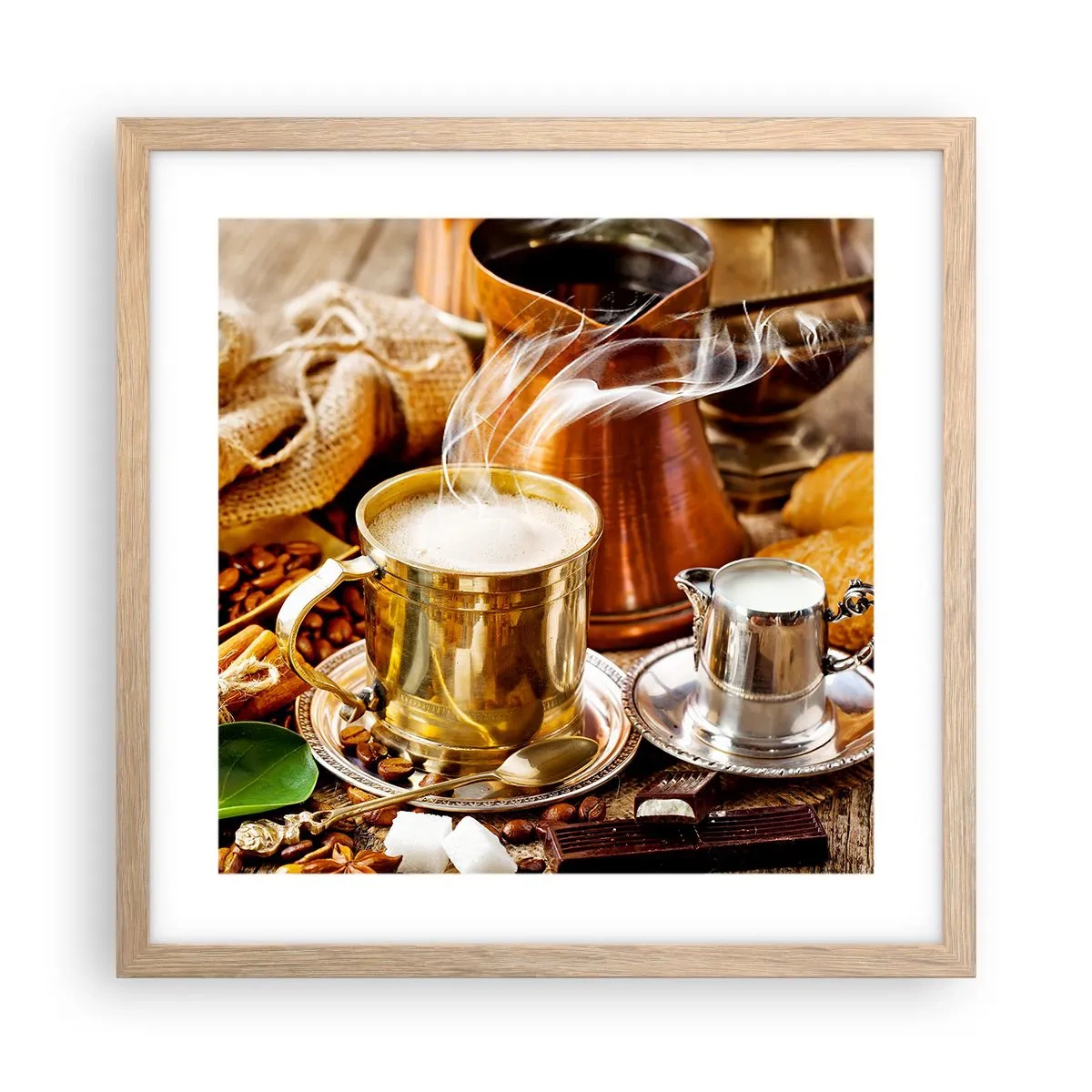 Poster în ramă de stejar deschis - O zi bună! - 40x40 cm