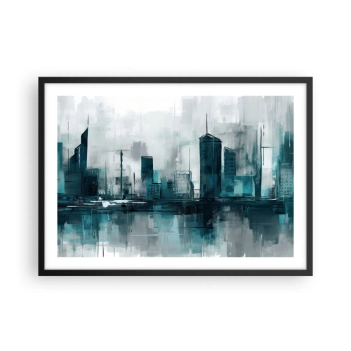 Poster în ramă neagră - Un oraș de culoarea ploii - 70x50 cm