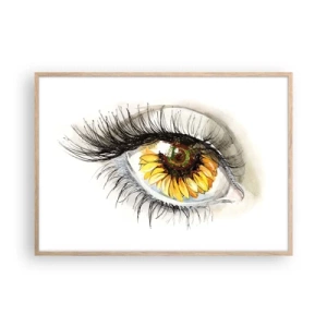 Poster în ramă de stejar deschis - O privire la fel de fierbinte ca vara - 100x70 cm