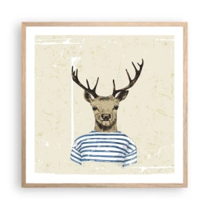 Poster în ramă de stejar deschis - Pentru că îmi plac cămășile cu dungi! - 60x60 cm