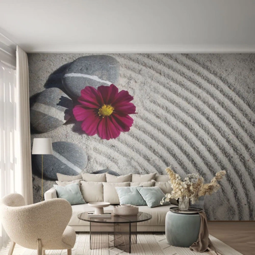 Tapet Premium Canvas - Energia și liniștea cercului magic al naturii - Flori, Nisip, Pietre - 100x70 cm