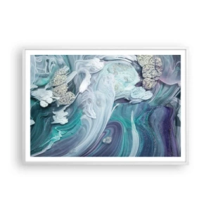 Poster în ramă albă - Râuri de albastru - 100x70 cm