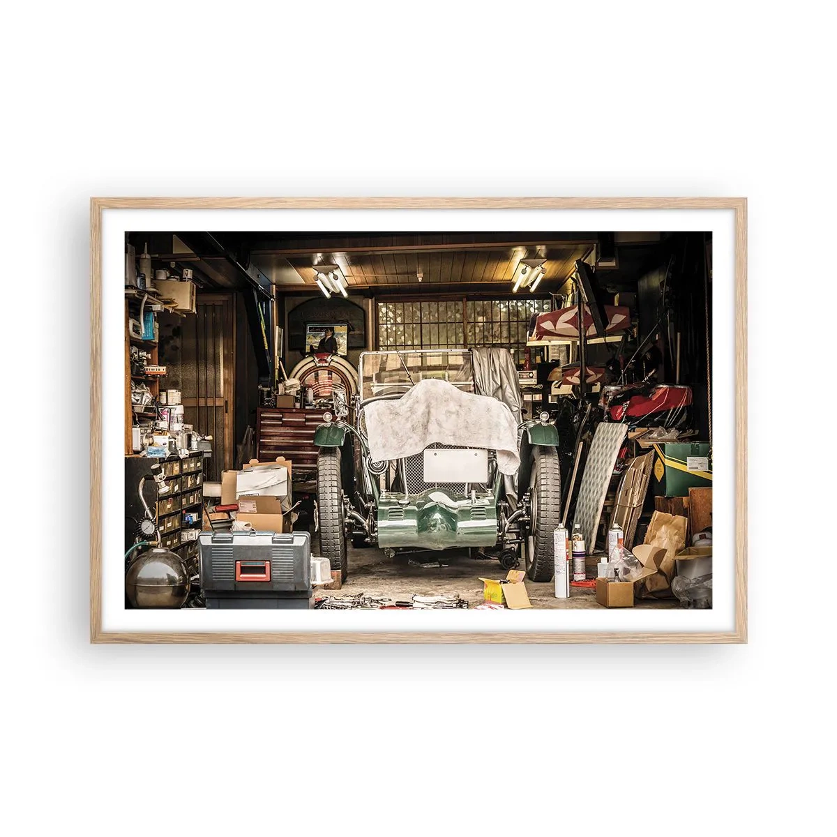 Poster în ramă de stejar deschis - Înapoi în trecut - 91x61 cm