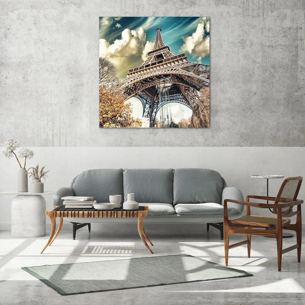 Tablou pe sticlă - Și la Paris, în toamna anului .... - 30x30 cm