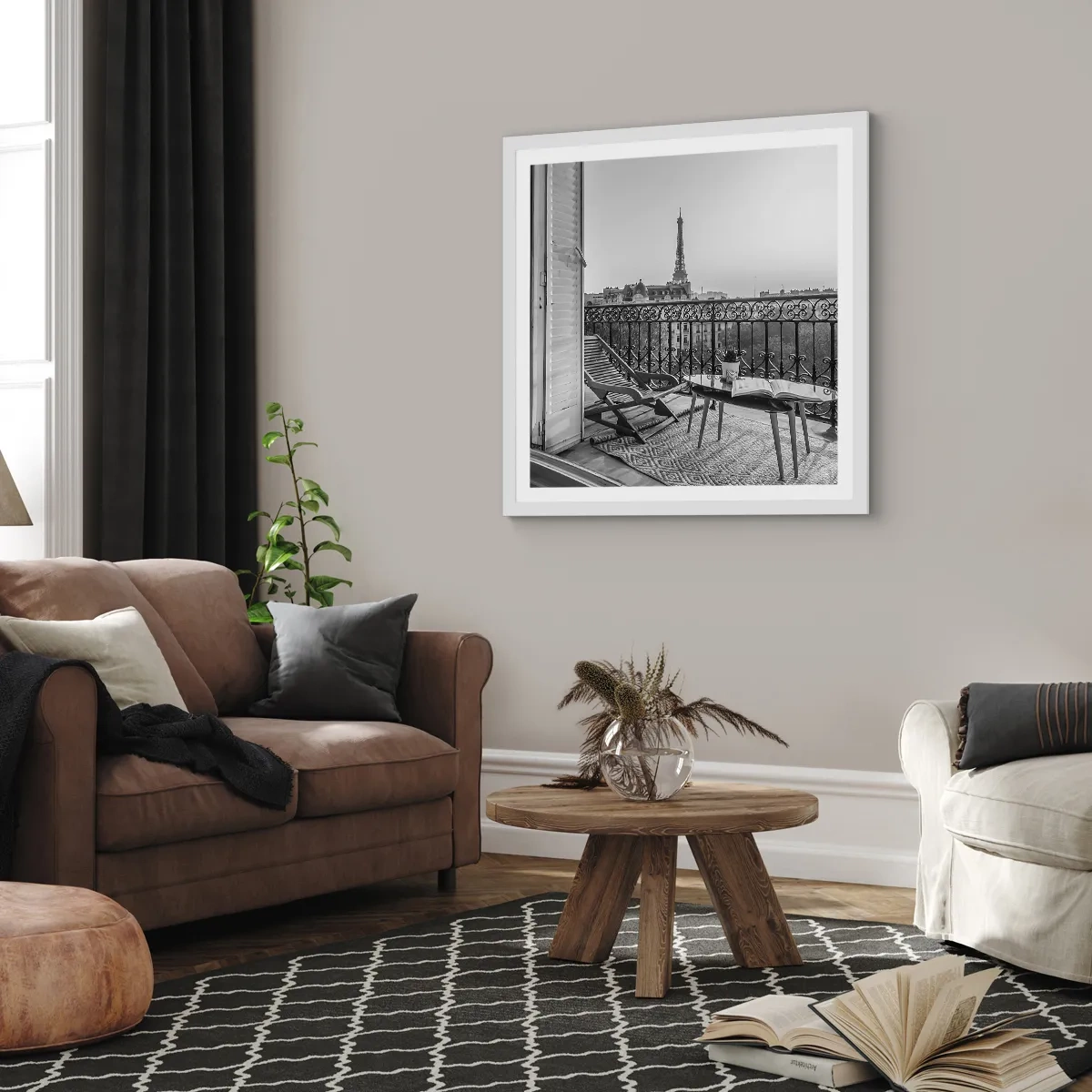 Poster în ramă albă - După-amiază pariziană - 50x50 cm